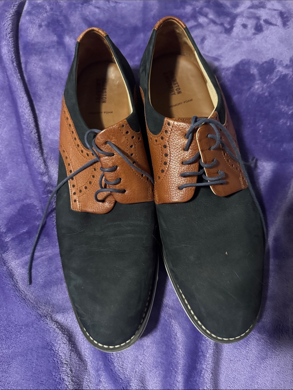 Johnston & Murphy Black and Brown Two-Tone Brogue Derby Shoes
